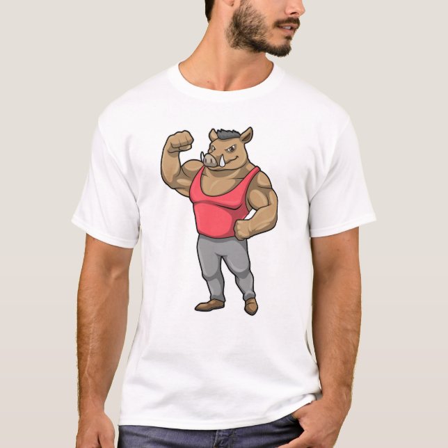 Boar Bodybuilder Bodybuilding Muskeln T-Shirt (Vorderseite)