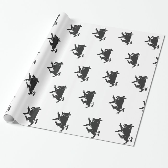 Boar Dancing heraldry Silhouette Geschenkpapier (Ungerollt)