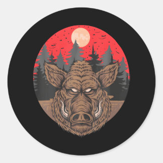 Boar Fullmoon Lover Season Animal Wildlife Runder Aufkleber