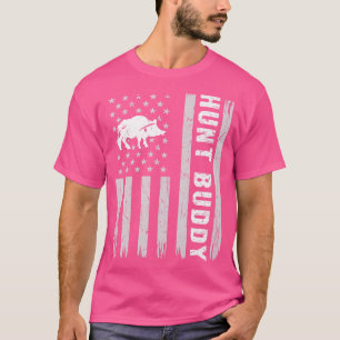 Boar Hunt Buddy USA Flag Hog Jagd 1 T-Shirt