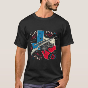 Boar Hunter Mens Here Piggy Vintag Texas Wild Hog T-Shirt