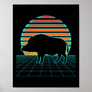 Boar Jagd Retro Vintage Jagd Jahreszeit Wilder Bog Poster