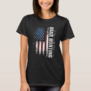 Boar Junting American Flag Boars Hunter T-Shirt