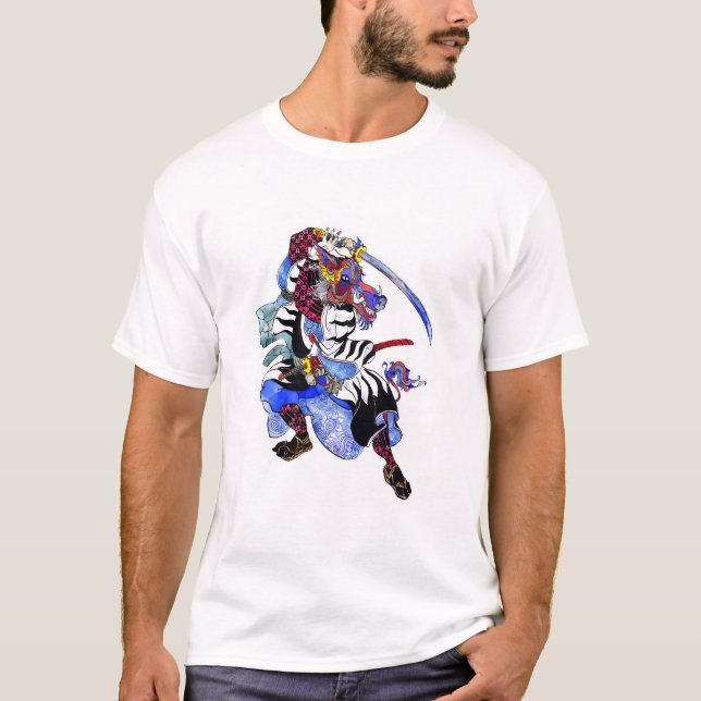 Boar Samurai mit einem Schwert im japanischen Stil T-Shirt (Vorderseite)