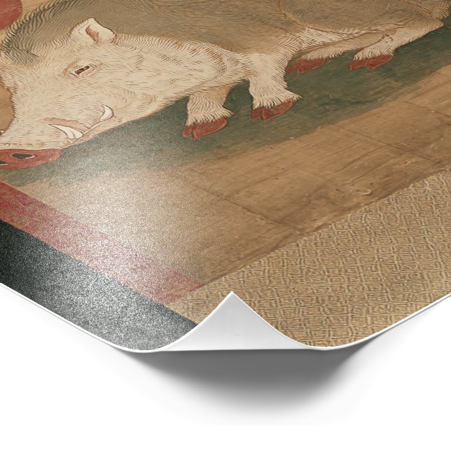 Boar Zodiac Sign Edo Period Painting Japan Fotodruck (Ecke)