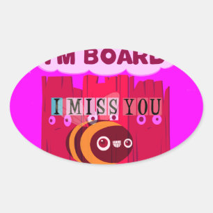 Board Bee Art Print Ovaler Aufkleber