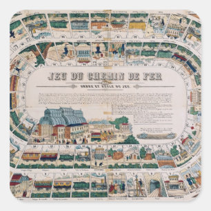 Board für ein Eisenbahnspiel, 1850 Quadratischer Aufkleber