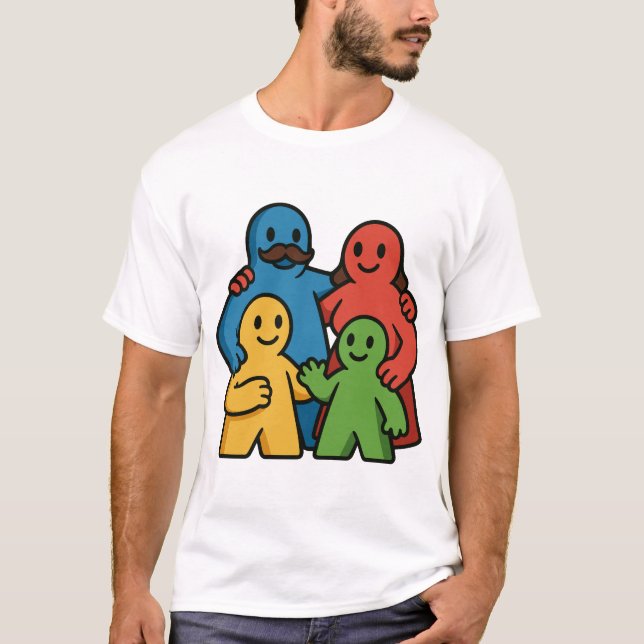 Board Game Family Cute Meeples Gaming Night T-Shirt (Vorderseite)