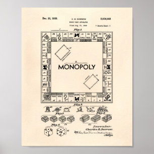 Board Game Machine 1935 Patentart - Alte Peper Poster