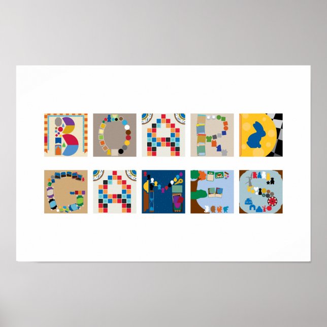 "Board Games" Board Game Alphabet Poster (Vorne)
