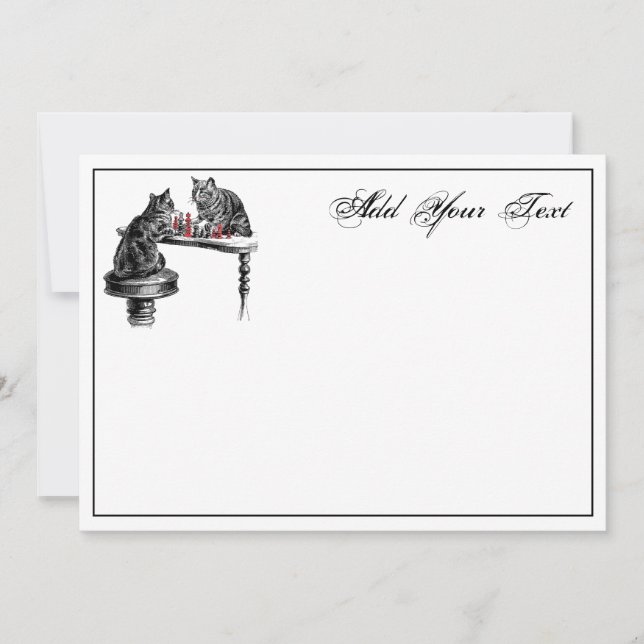 Board Games Two Cats Play Schach Match NoteCard2 Mitteilungskarte (Vorderseite)
