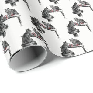 Board Games Two Cats spielen Schach Match Red Geschenkpapier