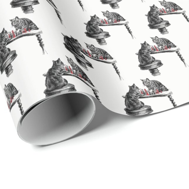 Board Games Two Cats spielen Schach Match Red Geschenkpapier (Rolleneckpunkt)