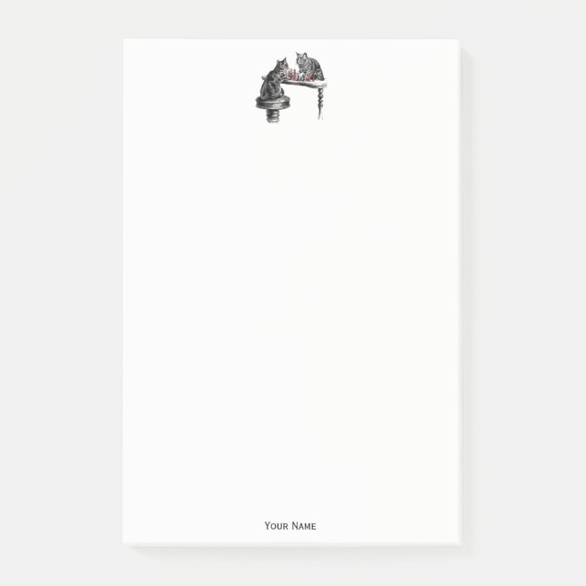 Board Games Two Cats spielen Schach Match Red Post-it Klebezettel (Vorderseite)