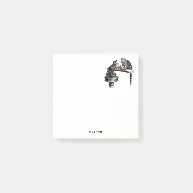 Board Games Two Cats spielen Schach Match Red Post-it Klebezettel (Vorderseite)