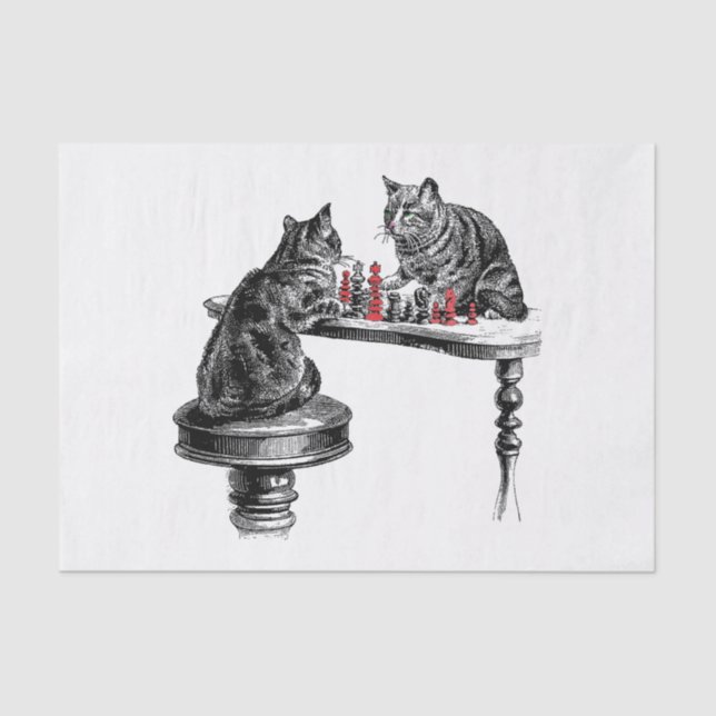 Board Games Two Cats spielen Schach Match Red Seidenpapier (Vorderseite)
