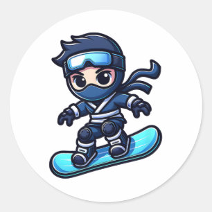 Board Ninja Snowboard Ninja Snow Rider Snowboardin Runder Aufkleber