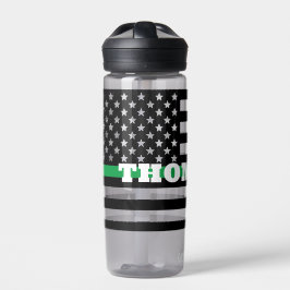 Boarder Patrol Thin Green Line Wasserflasche Trinkflasche