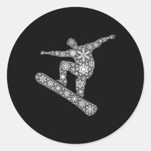Boarder Snowflake Frohe Weihnachten - Schneeflocke Runder Aufkleber