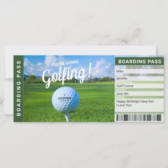 Boarding des Golfgeschenkgutscheins (Vorderseite)