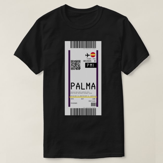 Boarding Mallorca (PMI) Rickgewalzter Pass T-Shirt (Design vorne)