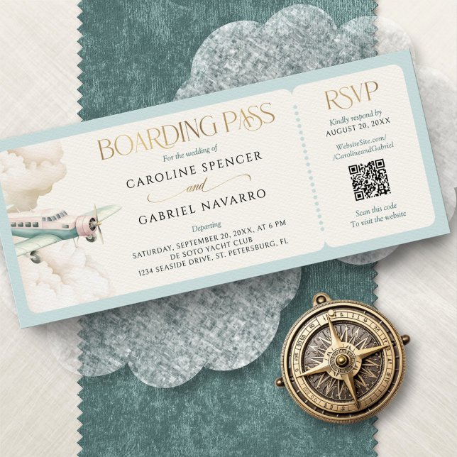 Boarding Pass Airplane Wedding Invitation Einladung (Von Creator hochgeladen)