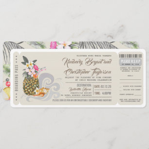Boarding Pass Ananas Hochzeitsticket Einladung