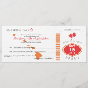 Boarding Pass auf Hawaii Hochzeit Einladung