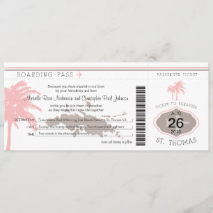 Boarding Pass auf St Thomas Brown & Pink Einladung