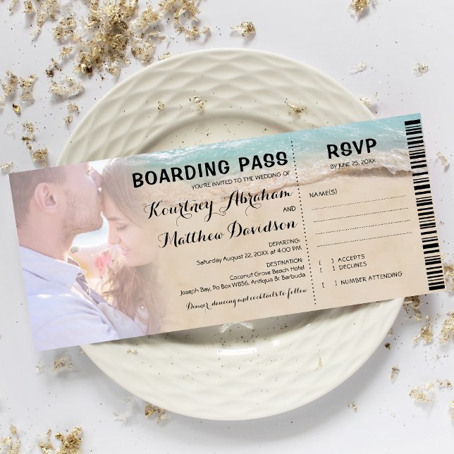 Boarding Pass Beach Foto UAWG & Wedding Einladung (Von Creator hochgeladen)