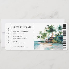 Boarding Pass Beach Tropical Watercolor Hochzeit Save The Date
