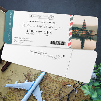Boarding Pass Birthday Airline Ticket Foto Reisen Einladung