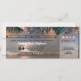 Boarding Pass Birthday Ticket | Beach Sunset Einladung