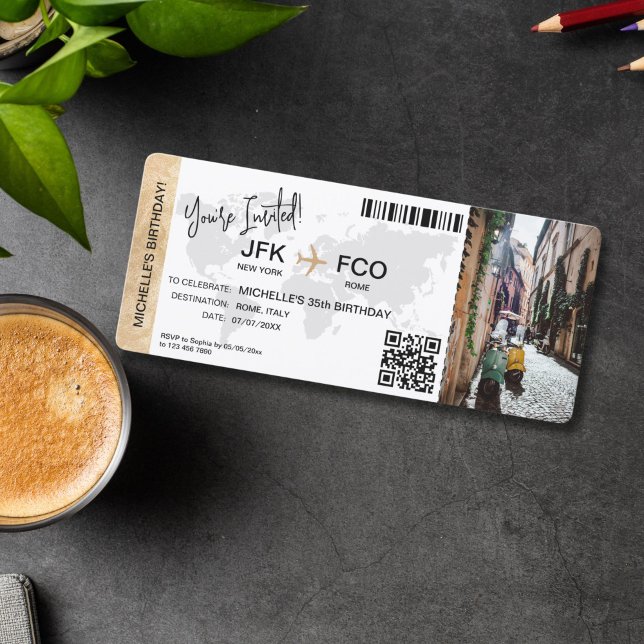Boarding Pass Birthday Trip Plane Ticket Einladung (plane ticket boarding pass birthday invitation)