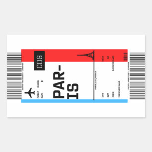 Boarding Pass bis Paris Rechteckiger Aufkleber