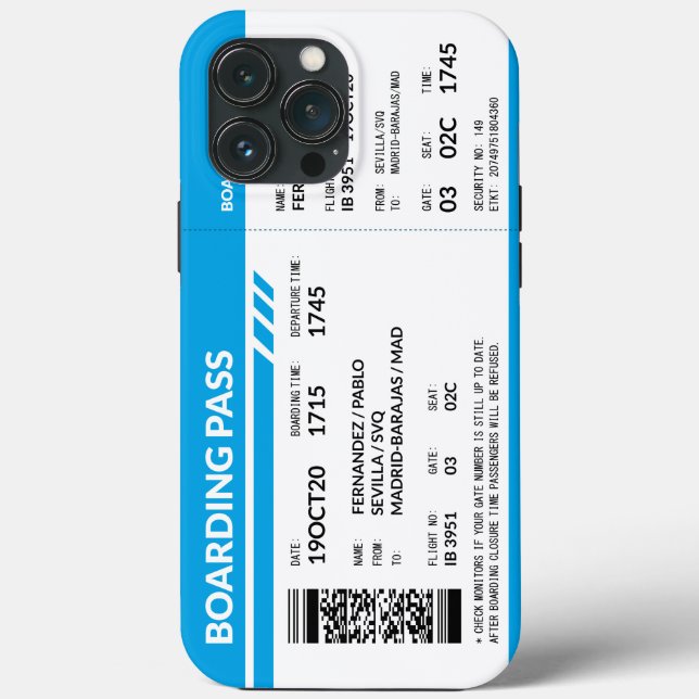 Boarding Pass (blue) Case-Mate iPhone Hülle (Rückseite)