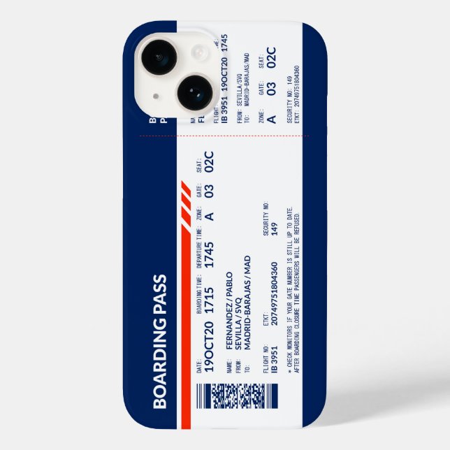 Boarding Pass - Blue & Red Case-Mate iPhone Hülle (Rückseite)