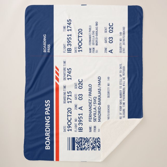 Boarding Pass - Blue & Red Sherpadecke (Vorderseite)