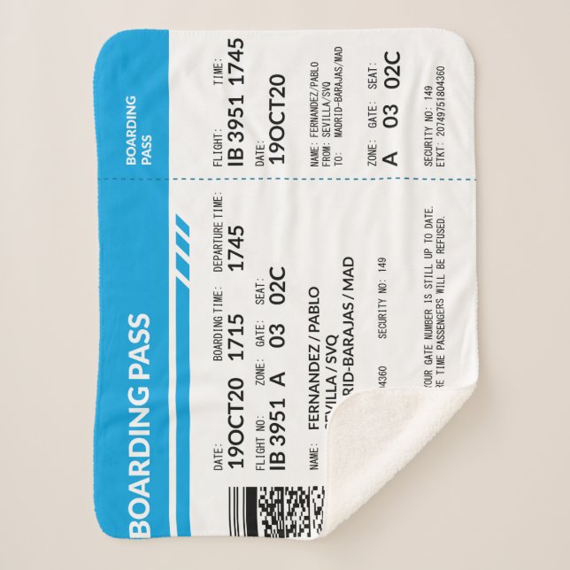 Boarding Pass (blue) Sherpadecke (Vorderseite)
