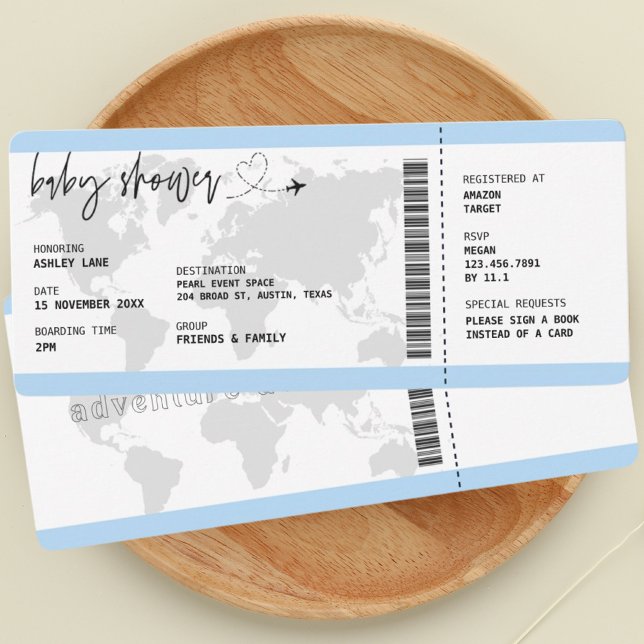 Boarding Pass Boy Travel Baby Dusche Einladung (Von Creator hochgeladen)