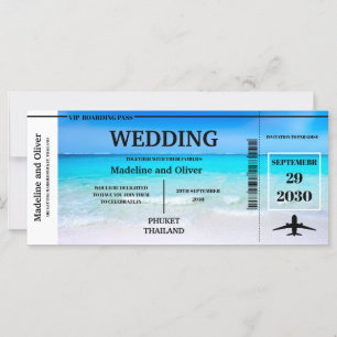 Boarding Pass Destination Tropical Beach Wedding