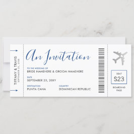 Boarding Pass Flugzeug Ticket Hochzeit in Urlaubso Einladung