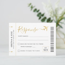 Boarding Pass Flugzeug Ticket Hochzeit in Urlaubso RSVP Karte
