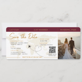 Boarding Pass Flugzeug Ticket Save the Date Hochze Einladung