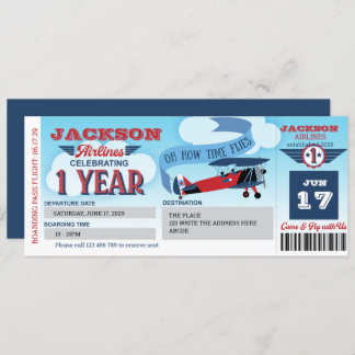 Boarding-Pass, Flugzeug-Ticket, Zeitfliegen, 1. In Einladung