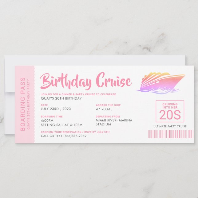 Boarding-Pass für den Birthday Crucket Einladung (Vorderseite)