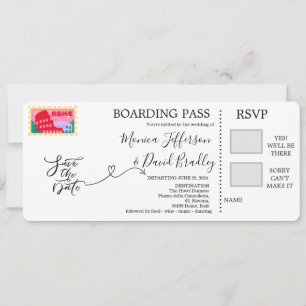 Boarding Pass für Hochzeiten in Rom, Italien Einladung