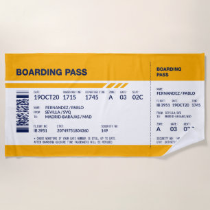 Boarding Pass - Gelb Strandtuch