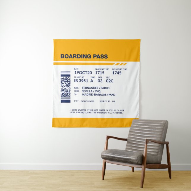 Boarding Pass - Gelb Wandteppich (Beispiel)