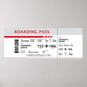 Boarding Pass - Grau Poster